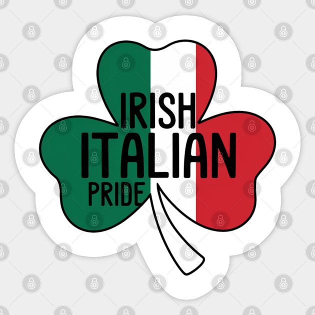 Irish Italian Pride Dual Heritage Shamrock, Flag Design Sticker by Pixel Threads 